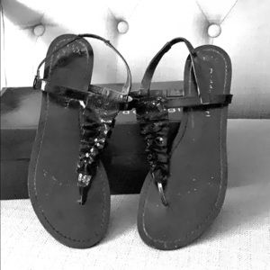Black sequined sandals